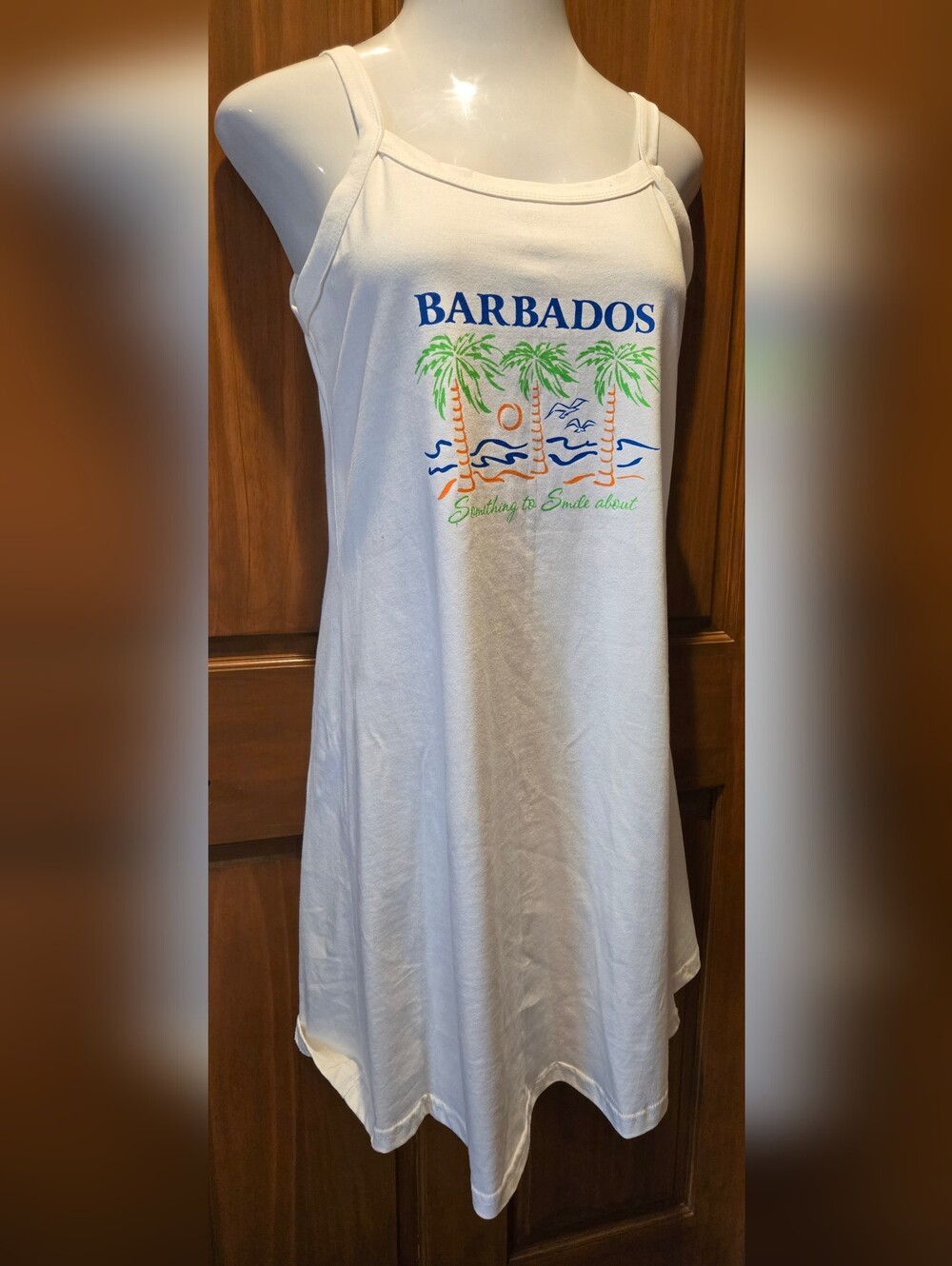 White Barbados Tropical Tank Dress